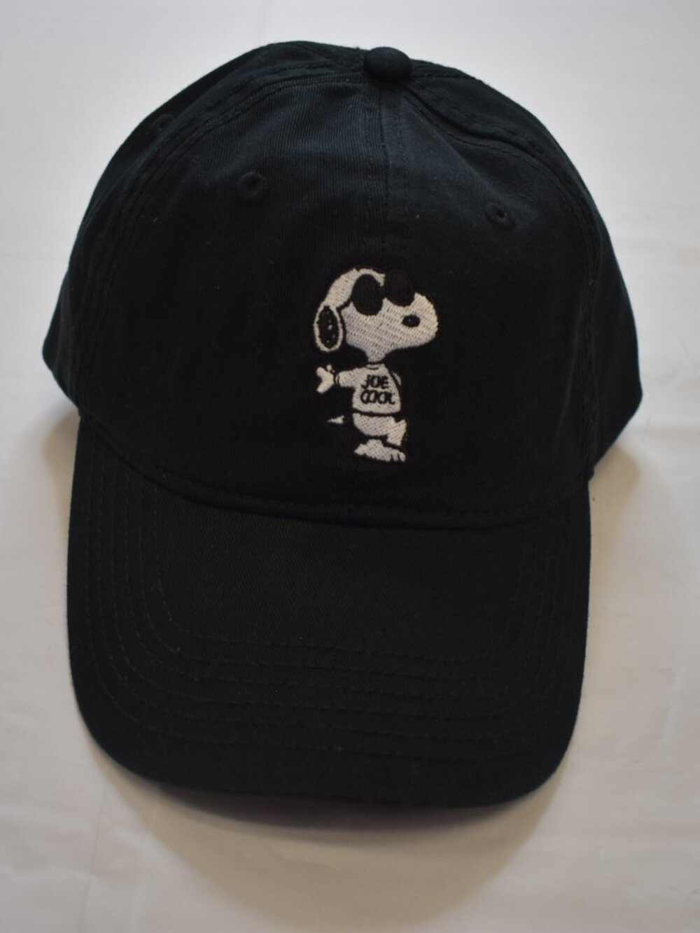Peanuts Mens Embroidered Snoopy Joe Cool Logo Dad Hat Black One Size New